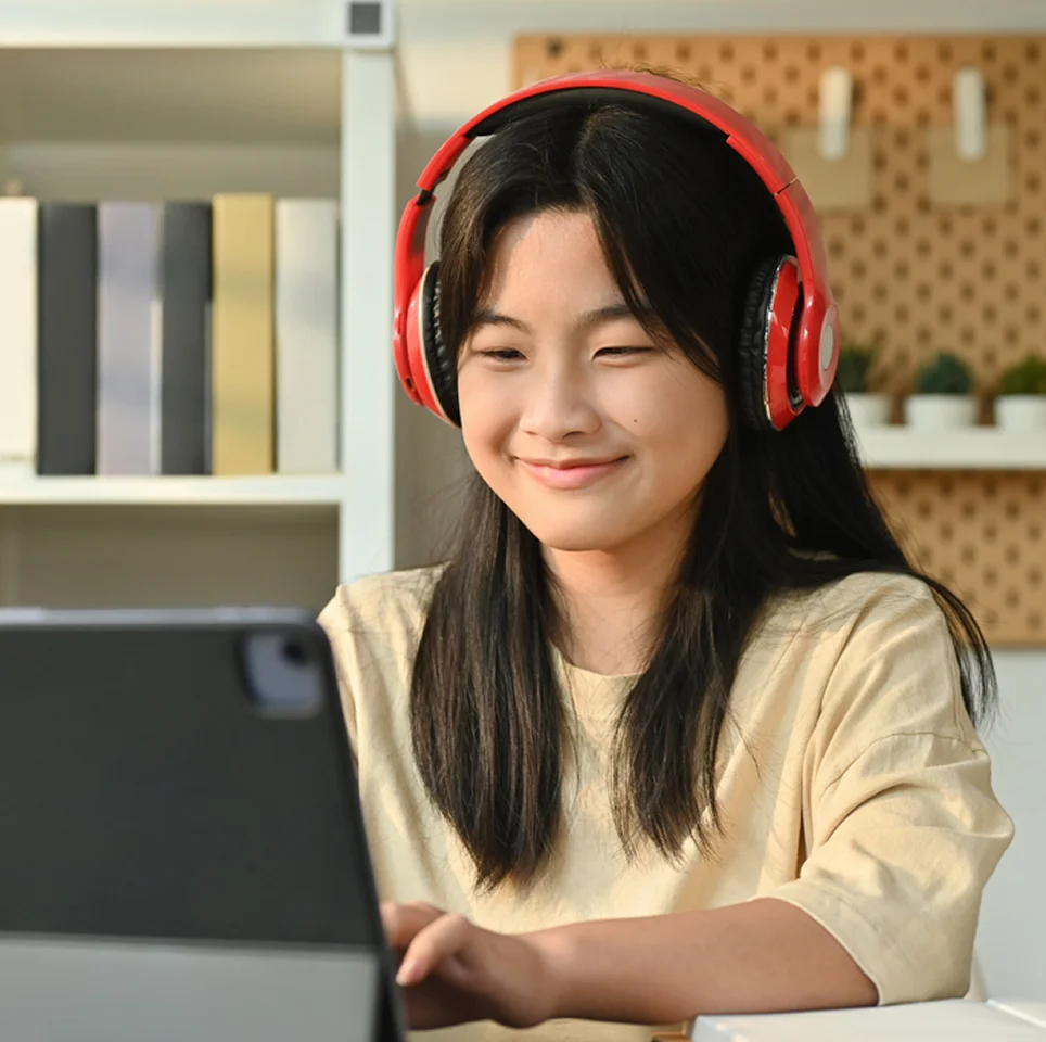 Student attending to an online class