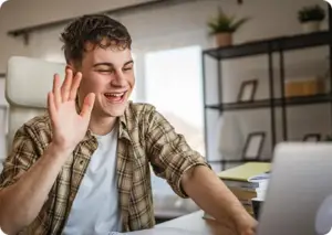 Student attending to an online class